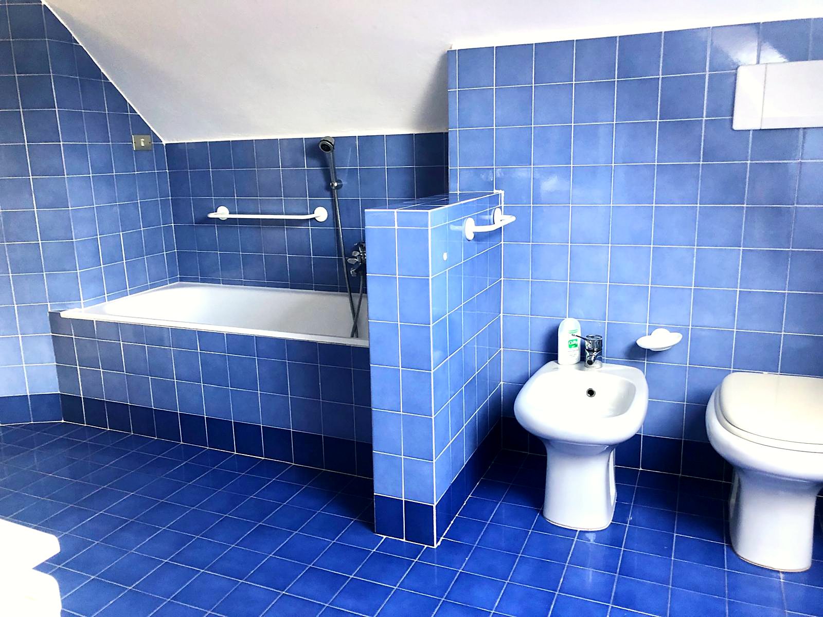 Bagno blu con vasca – La vasca con doccetta